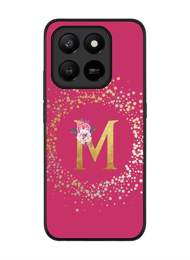 For Honor X7d 4G / X7d 5G / 400 Smart Case,Slim fit Camera Protection, Shockproof Thin Phone cover  - Custom Monogram Floral - M ( Deep Pink )